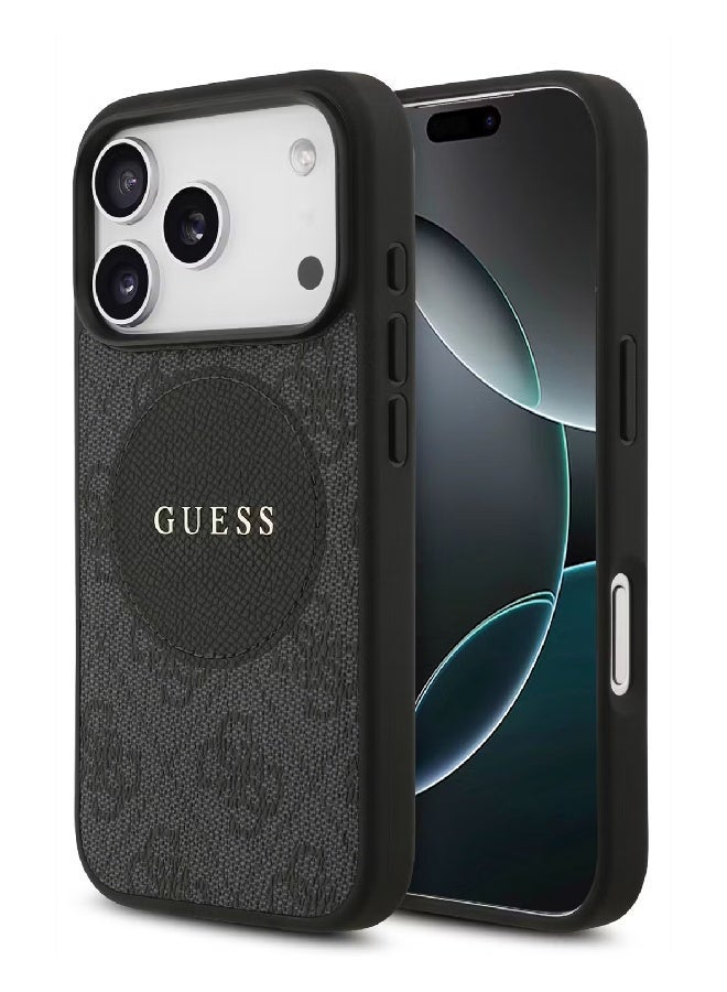 Guess MagSafe 4G PU Leather Case with Round Patch & Classic Logo for iPhone 17 Pro Max - Black - Image 1
